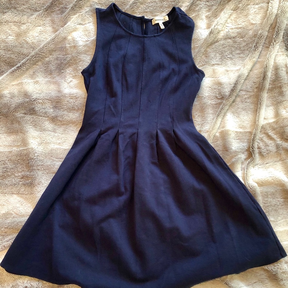 Monteau Cinched waist dress-Navy Blue